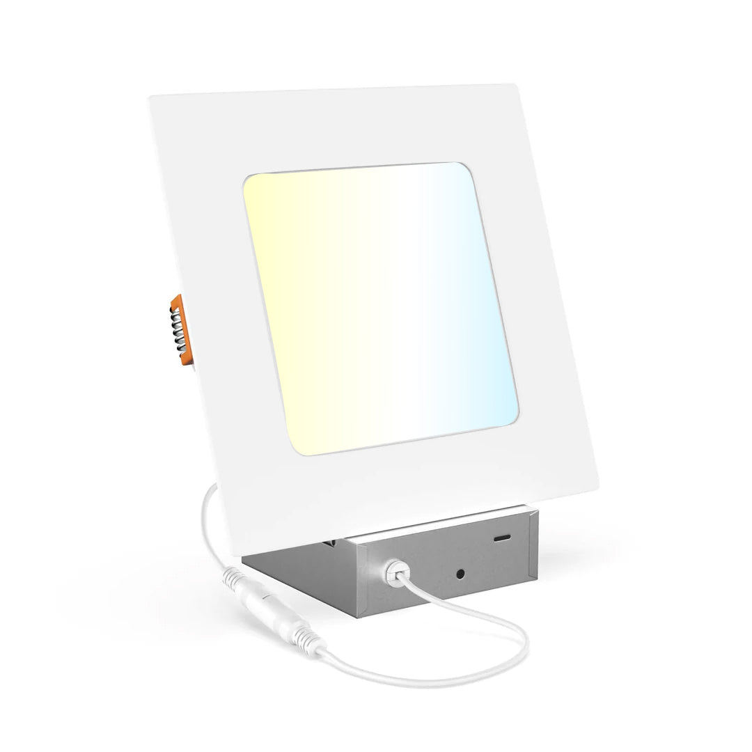 4 Inch LED Slim Panel Recessed Ceiling Light with Junction Box, 9W, Square, CCT 2700K 3000K 3500K 4000K 5000K
