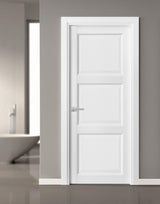 Pantry Kitchen 3-Panels Door with Hardware | Lucia 2661 White Silk | Single Panel Frame Trims | Bathroom Bedroom Sturdy Doors