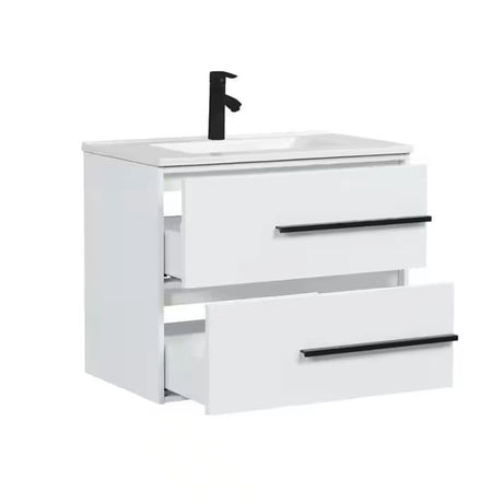 Cecilia 30 In. White Floating Bathroom Vanity with Cultured Marble Sink Top - BUILDMYPLACE