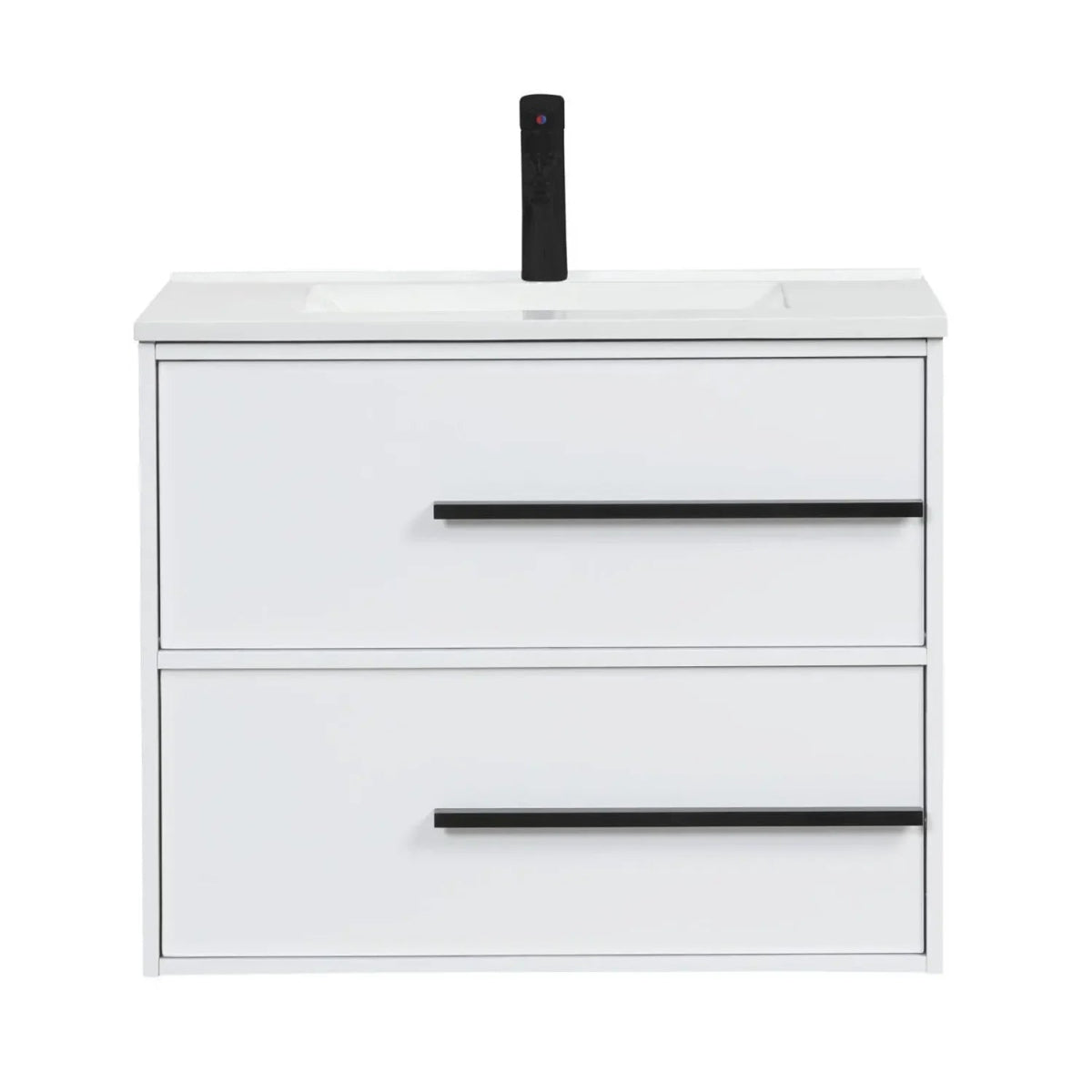 Cecilia 30 In. White Floating Bathroom Vanity with Cultured Marble Sink Top - BUILDMYPLACE