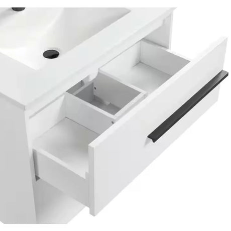 Cecilia 30 In. White Floating Bathroom Vanity with Cultured Marble Sink Top - BUILDMYPLACE