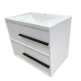Cecilia 30 In. White Floating Bathroom Vanity with Cultured Marble Sink Top - BUILDMYPLACE