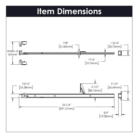 Center Undermount Drawer Slides Mono Rail 3/4 Extension Cadmium - Hickory Hardware - BUILDMYPLACE