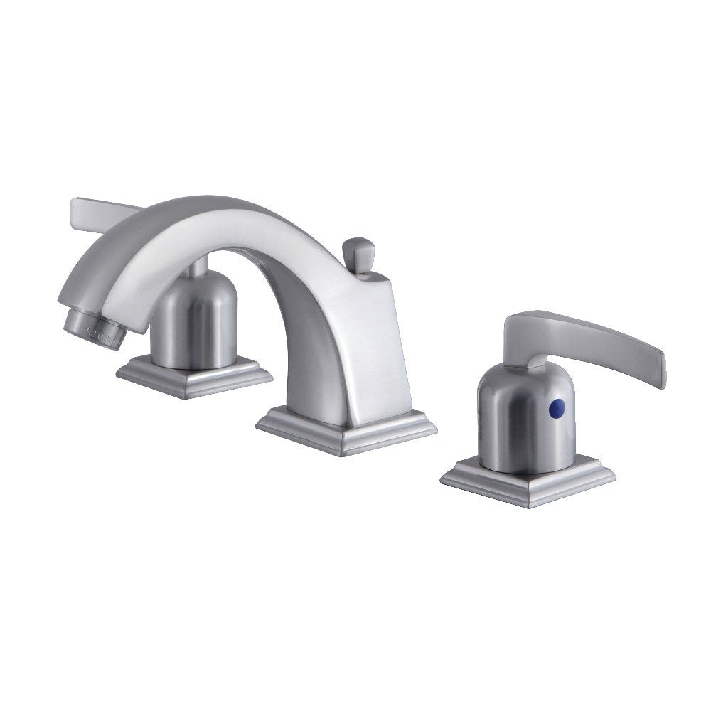 Centurion 8 In. Brushed Nickel Two - handle 3 - Hole Deck Mount Widespread Bathroom Sink Faucet With Pop Up - BUILDMYPLACE