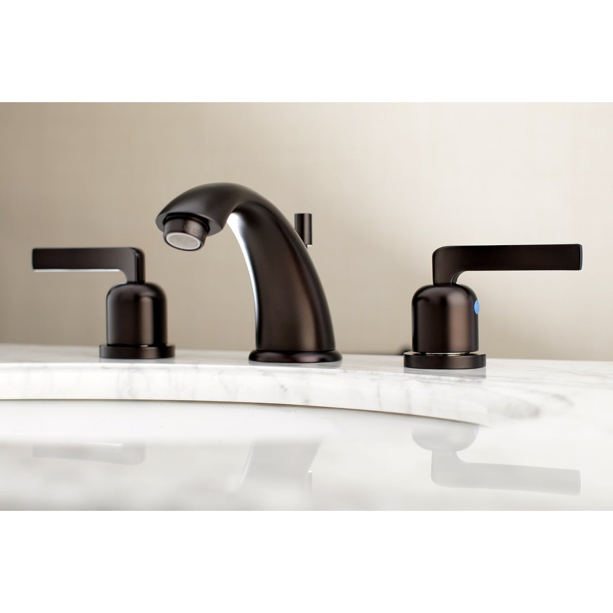 Centurion 8 In. Two - handle 3 - Hole Widespread Deck Mount Bathroom Sink Faucet In 5.3" Spout Reach - BUILDMYPLACE