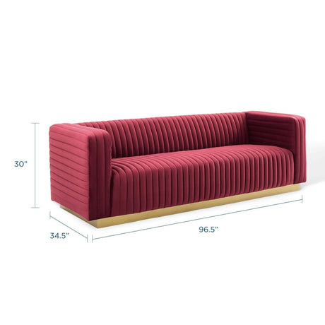 Charisma Channel Tufted Performance Velvet Living Room Sofa - BUILDMYPLACE