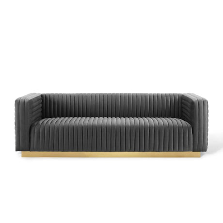 Charisma Channel Tufted Performance Velvet Living Room Sofa - BUILDMYPLACE