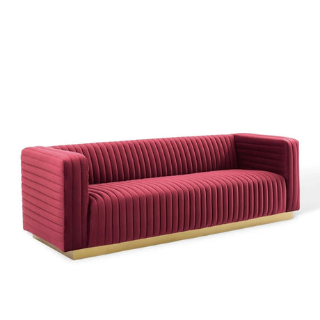 Charisma Channel Tufted Performance Velvet Living Room Sofa - BUILDMYPLACE