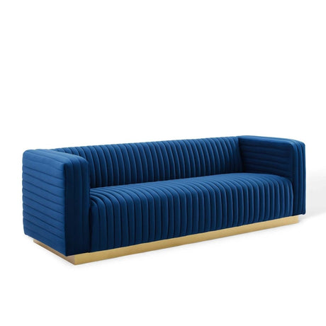 Charisma Channel Tufted Performance Velvet Living Room Sofa - BUILDMYPLACE