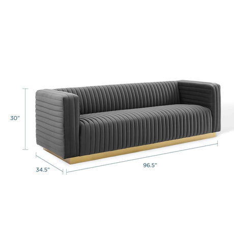 Charisma Channel Tufted Performance Velvet Living Room Sofa - BUILDMYPLACE