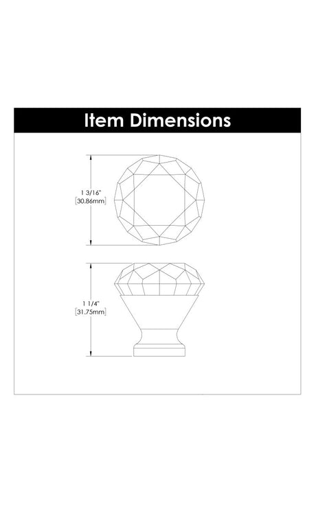 Chrome Knob 1 - 1/4 Inch Diameter - Crystal Palace Collection - BUILDMYPLACE