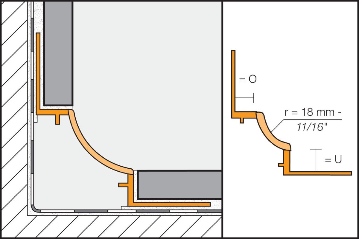 CLASSIC GREY DILEX - HKW COVE BASE - 11/32" X 11/32" - PVC Profile for Inside Wall Corners and Floor/Wall Transitions - BUILDMYPLACE