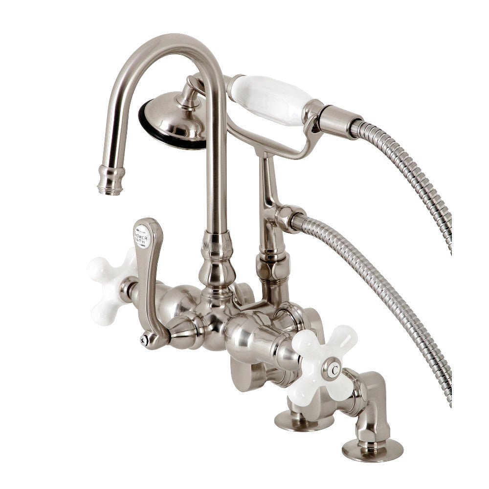 Clawfoot Tub Faucet With Hand Shower, Brushed Nickel - BUILDMYPLACE