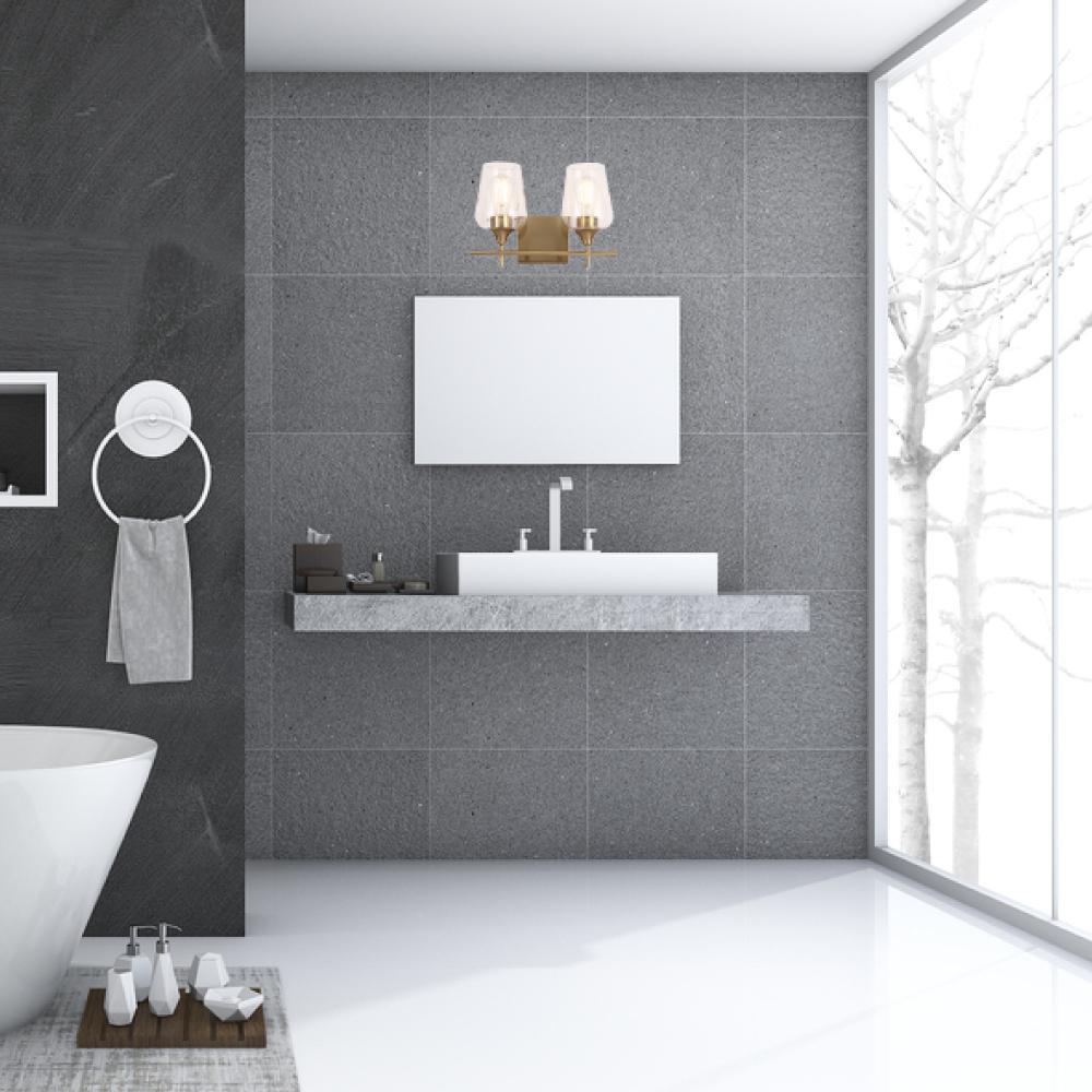 Clear Glass Shade Bathroom Light Fixtures, Bell Shape with Brass Gold Finish Vanity Lighting, E26 Base, UL Listed for Damp Location, Bathroom Wall Sconces - BUILDMYPLACE