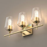 Clear Glass Shade Bathroom Light Fixtures, Bell Shape with Brass Gold Finish Vanity Lighting, E26 Base, UL Listed for Damp Location, Bathroom Wall Sconces - BUILDMYPLACE