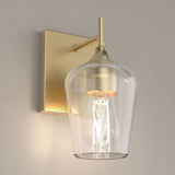 Clear Glass Shade Bathroom Light Fixtures, Bell Shape with Brass Gold Finish Vanity Lighting, E26 Base, UL Listed for Damp Location, Bathroom Wall Sconces - BUILDMYPLACE