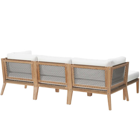 Clearwater Outdoor Patio Teak Wood 4 - Piece Sectional Sofa - BUILDMYPLACE