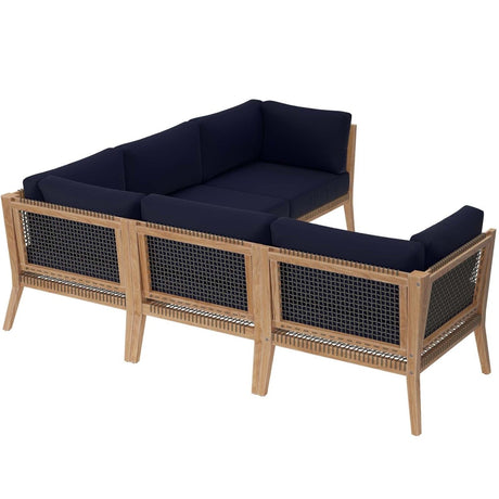 Clearwater Outdoor Patio Teak Wood 5 - Piece Sectional Sofa - BUILDMYPLACE