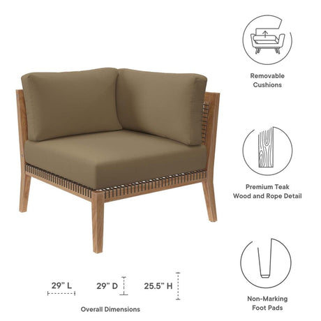 Clearwater Outdoor Patio Teak Wood Corner Chair - BUILDMYPLACE