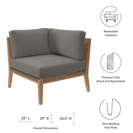 Clearwater Outdoor Patio Teak Wood Corner Chair - BUILDMYPLACE