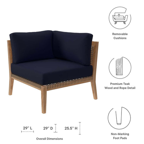 Clearwater Outdoor Patio Teak Wood Corner Chair - BUILDMYPLACE