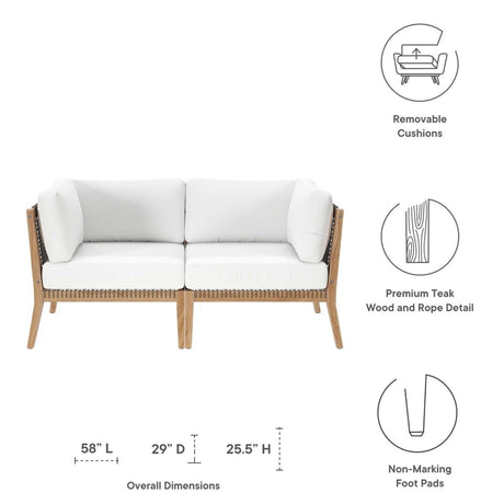 Clearwater Outdoor Patio Teak Wood Loveseat - BUILDMYPLACE