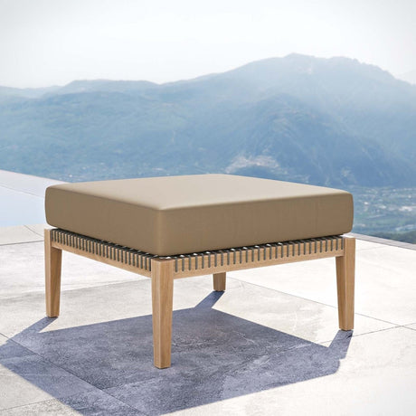 Clearwater Outdoor Patio Teak Wood Ottoman - BUILDMYPLACE