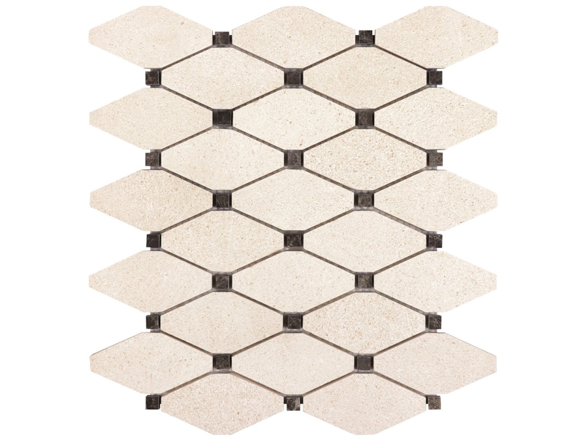 Clipped Diamond Serene Ivory Honed Limestone Mosaic - BUILDMYPLACE