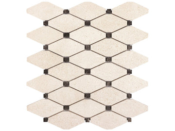 Clipped Diamond Serene Ivory Honed Limestone Mosaic