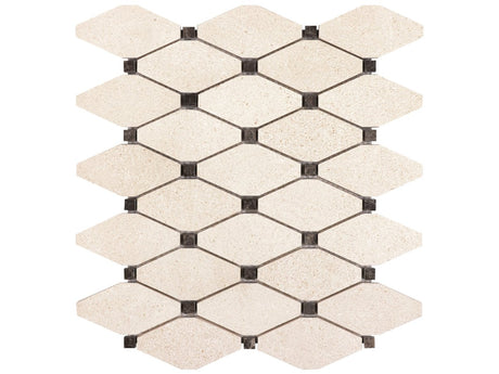 Clipped Diamond Serene Ivory Honed Limestone Mosaic - BUILDMYPLACE