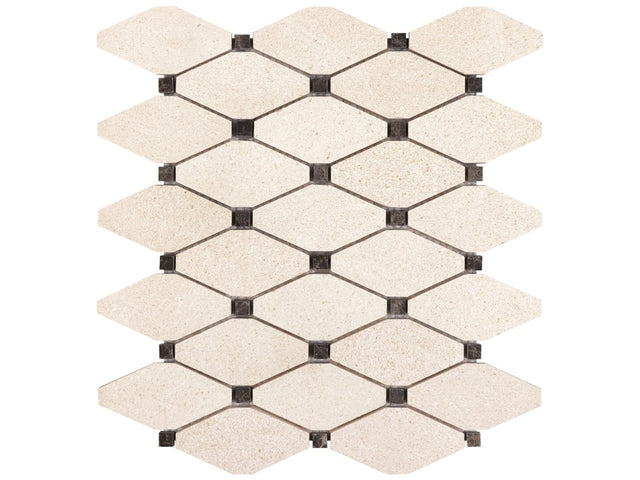 Clipped Diamond Serene Ivory Honed Limestone Mosaic - BUILDMYPLACE