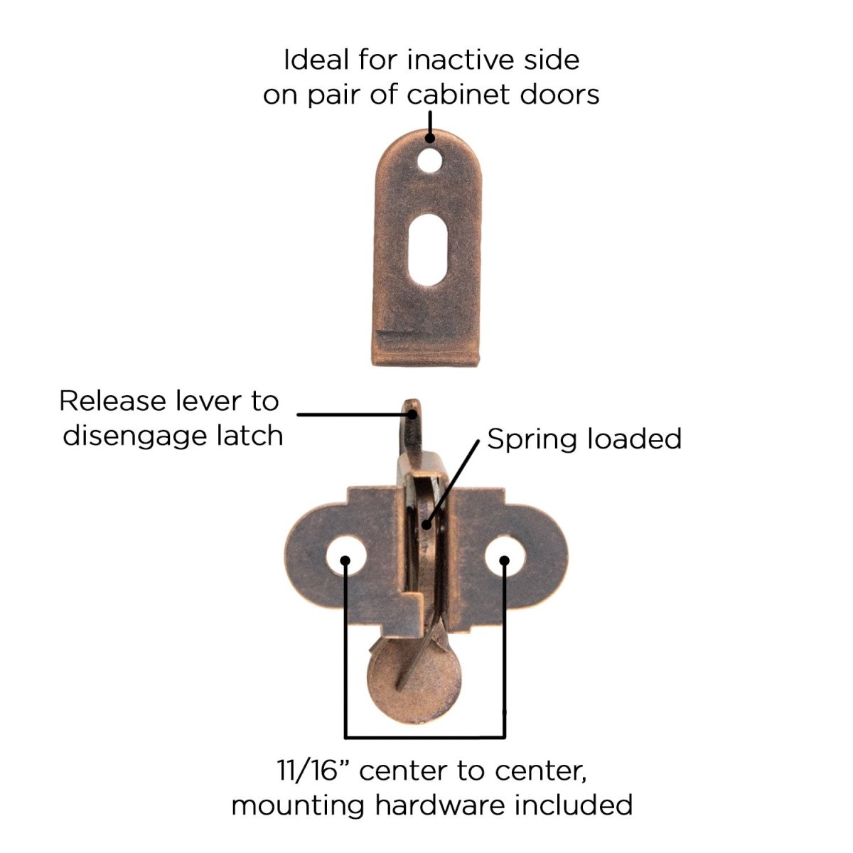 Closet Door Catch 11/16 Inch Center to Center in Statuary Bronze - Hickory Hardware - BUILDMYPLACE