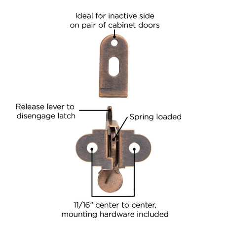 Closet Door Catch 11/16 Inch Center to Center in Statuary Bronze - Hickory Hardware - BUILDMYPLACE