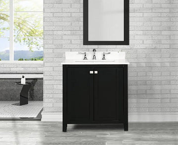 Coltrane Espresso Freestanding Solid Wood Bathroom Vanity With Premium Carrara Natural Marble Sink Top with 4 In. Backsplash