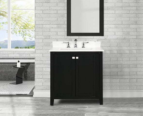 Coltrane Espresso Freestanding Solid Wood Bathroom Vanity With Premium Carrara Natural Marble Sink Top with 4 In. Backsplash - BUILDMYPLACE