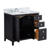 Coltrane Espresso Freestanding Solid Wood Bathroom Vanity With Premium Carrara Natural Marble Sink Top with 4 In. Backsplash - BUILDMYPLACE