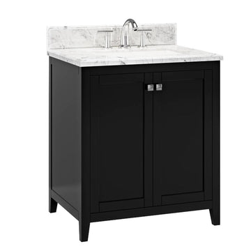 Coltrane Espresso Freestanding Solid Wood Bathroom Vanity With Premium Carrara Natural Marble Sink Top with 4 In. Backsplash