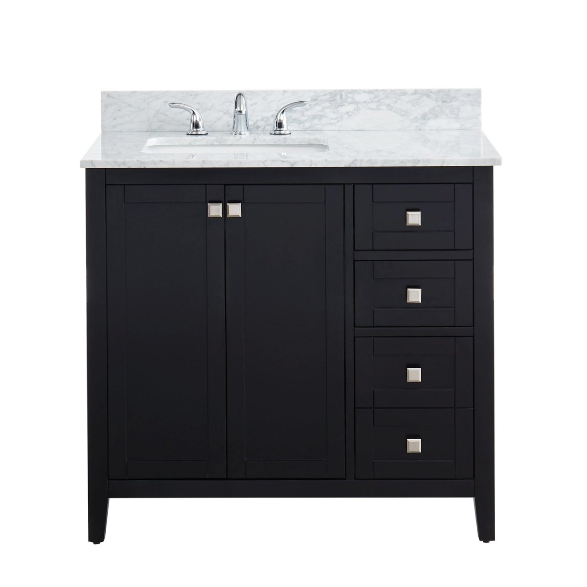 Coltrane Espresso Freestanding Solid Wood Bathroom Vanity With Premium Carrara Natural Marble Sink Top with 4 In. Backsplash - BUILDMYPLACE