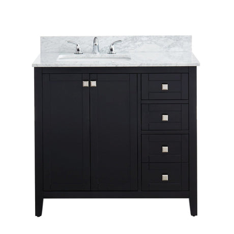 Coltrane Espresso Freestanding Solid Wood Bathroom Vanity With Premium Carrara Natural Marble Sink Top with 4 In. Backsplash - BUILDMYPLACE