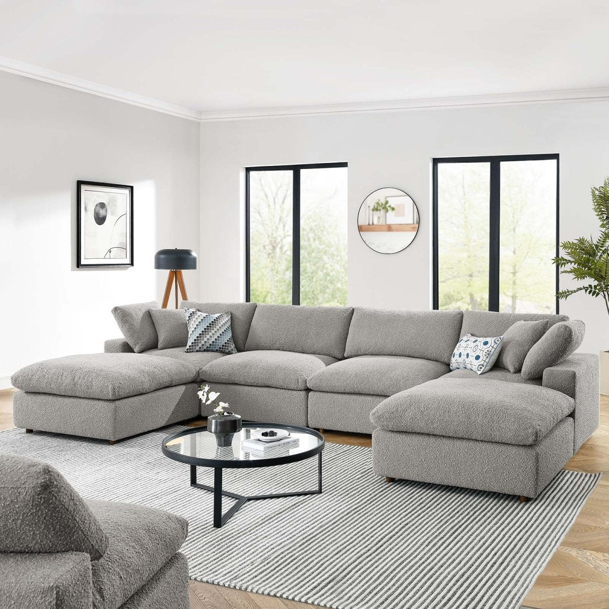 Commix Down Filled Overstuffed Boucle 6 - Piece Sectional Sofa - BUILDMYPLACE