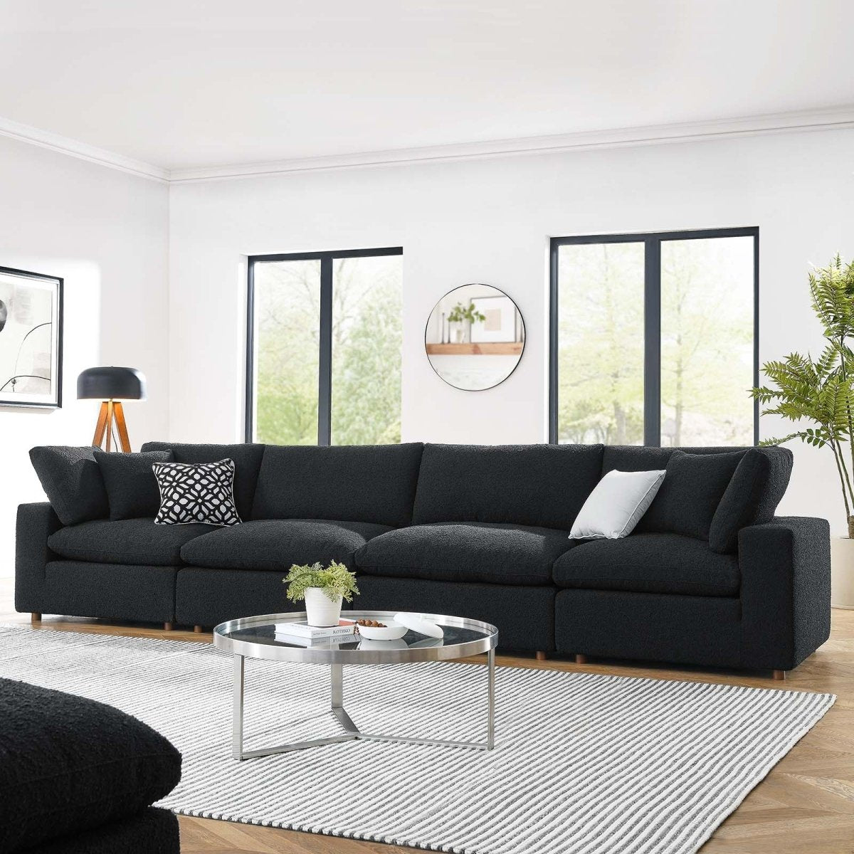 Commix Down Filled Overstuffed Boucle Fabric 4 - Seater Sofa - BUILDMYPLACE