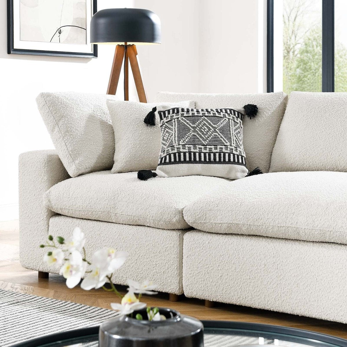 Commix Down Filled Overstuffed Boucle Fabric 4 - Seater Sofa - BUILDMYPLACE