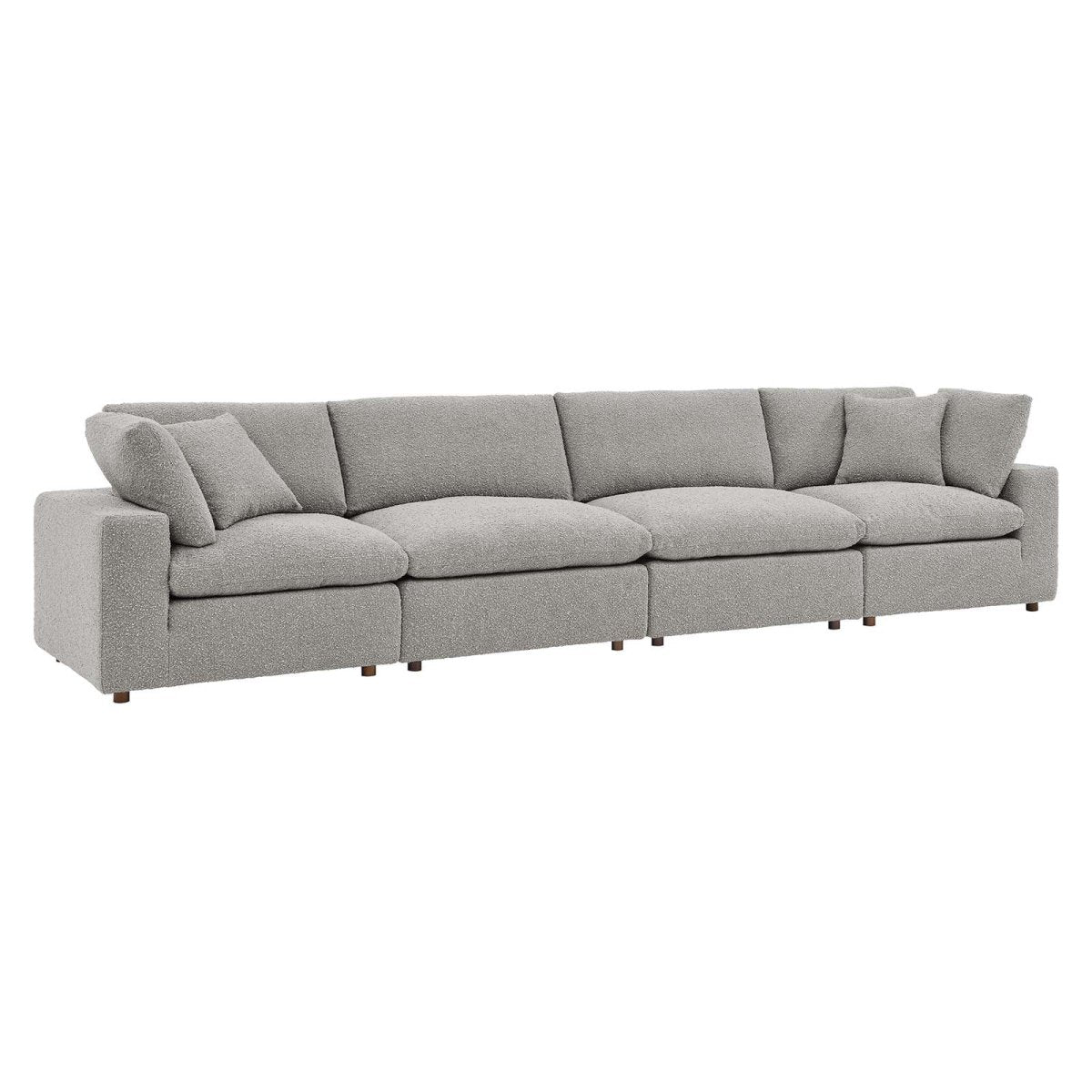 Commix Down Filled Overstuffed Boucle Fabric 4 - Seater Sofa - BUILDMYPLACE