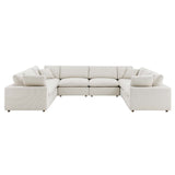Commix Down Filled Overstuffed Boucle Fabric 8 - Piece Sectional Sofa - BUILDMYPLACE
