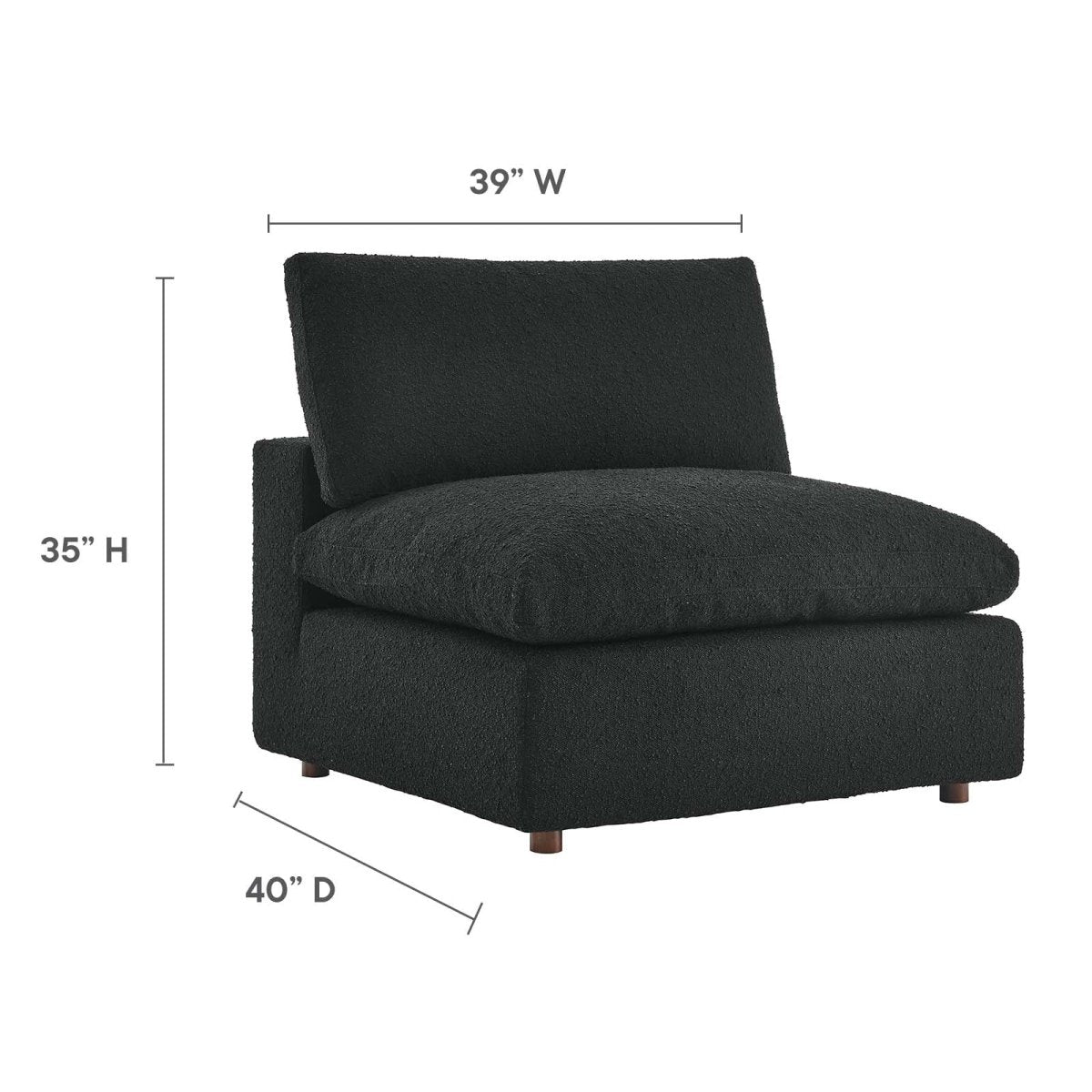 Commix Down Filled Overstuffed Boucle Fabric Armless Chair - BUILDMYPLACE