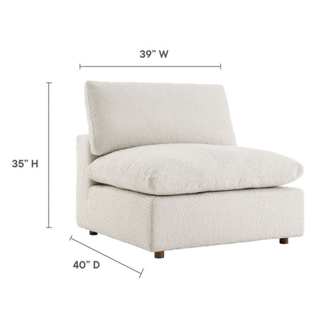 Commix Down Filled Overstuffed Boucle Fabric Armless Chair - BUILDMYPLACE
