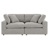 Commix Down Filled Overstuffed Boucle Fabric Loveseat - BUILDMYPLACE