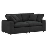 Commix Down Filled Overstuffed Boucle Fabric Loveseat - BUILDMYPLACE