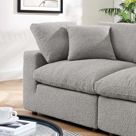 Commix Down Filled Overstuffed Boucle Fabric Loveseat - BUILDMYPLACE