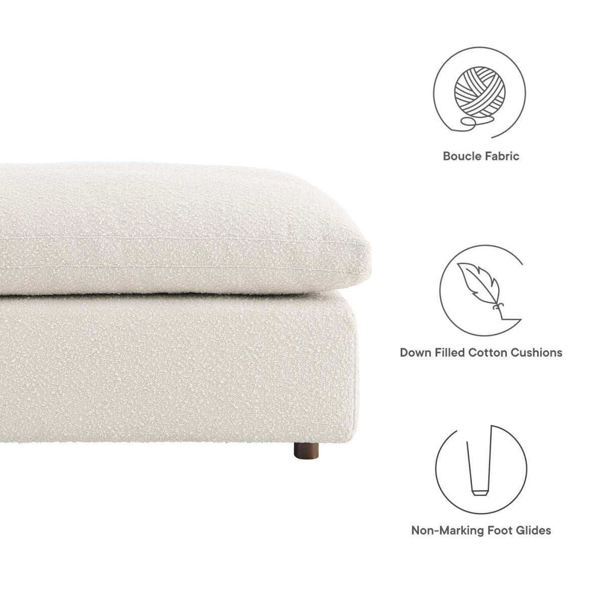 Commix Down Filled Overstuffed Boucle Fabric Ottoman - BUILDMYPLACE